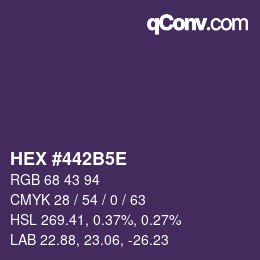 Code couleur: HEX #442B5E | qconv.com
