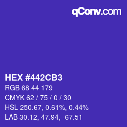 カラーコード: HEX #442CB3 | qconv.com