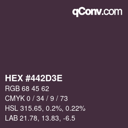 Color code: HEX #442D3E | qconv.com