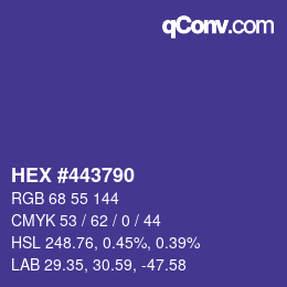 Color code: HEX #443790 | qconv.com