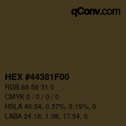 Color code: HEX #44381F00 | qconv.com