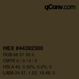 Color code: HEX #44392300 | qconv.com