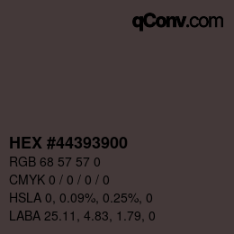 Color code: HEX #44393900 | qconv.com