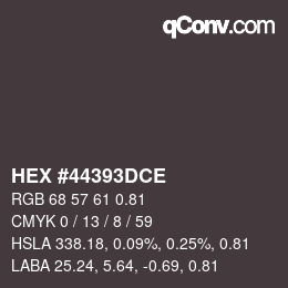 颜色代码: HEX #44393DCE | qconv.com