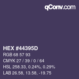 Color code: HEX #44395D | qconv.com