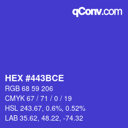 Code couleur: HEX #443BCE | qconv.com