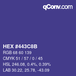 Color code: HEX #443C8B | qconv.com