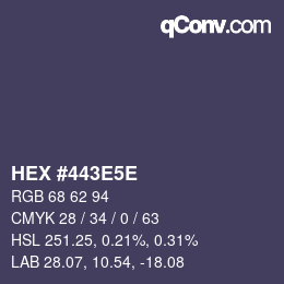 Código de color: HEX #443E5E | qconv.com