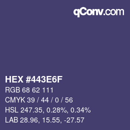 カラーコード: HEX #443E6F | qconv.com