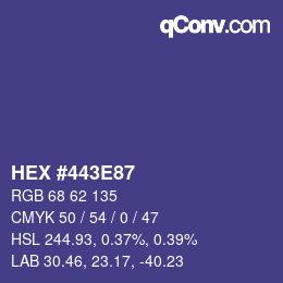 颜色代码: HEX #443E87 | qconv.com