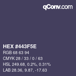 Color code: HEX #443F5E | qconv.com