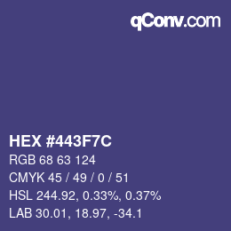 Color code: HEX #443F7C | qconv.com