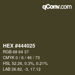 カラーコード: HEX #444025 | qconv.com