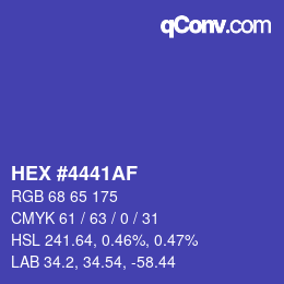 Color code: HEX #4441AF | qconv.com