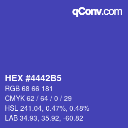 Color code: HEX #4442B5 | qconv.com