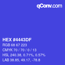 Color code: HEX #4443DF | qconv.com