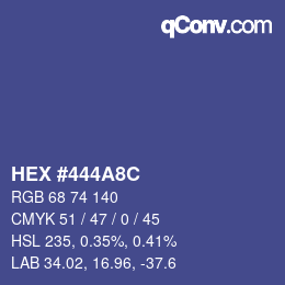 Color code: HEX #444A8C | qconv.com