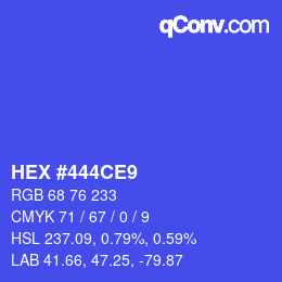 颜色代码: HEX #444CE9 | qconv.com