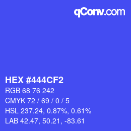 カラーコード: HEX #444CF2 | qconv.com