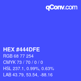 カラーコード: HEX #444DFE | qconv.com