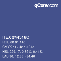 Color code: HEX #44518C | qconv.com