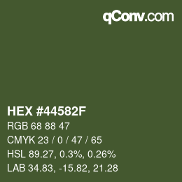 Color code: HEX #44582F | qconv.com
