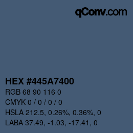 Color code: HEX #445A7400 | qconv.com