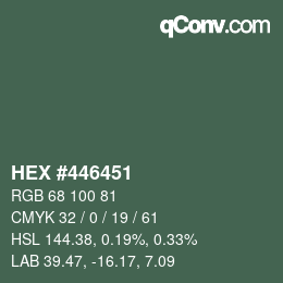 Farbcode: HEX #446451 | qconv.com