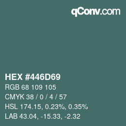 Color code: HEX #446D69 | qconv.com