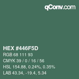 Color code: HEX #446F5D | qconv.com