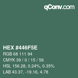 Color code: HEX #446F5E | qconv.com