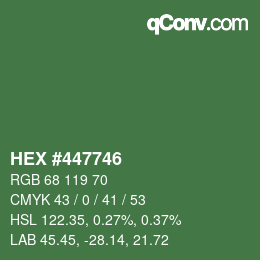 Color code: HEX #447746 | qconv.com