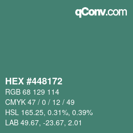 Color code: HEX #448172 | qconv.com