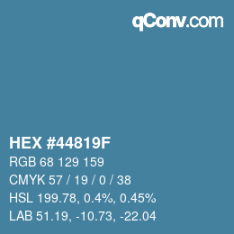 カラーコード: HEX #44819F | qconv.com