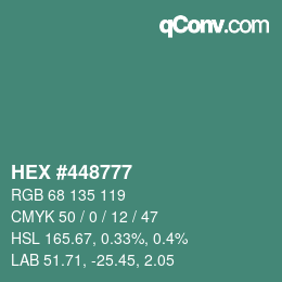 カラーコード: HEX #448777 | qconv.com