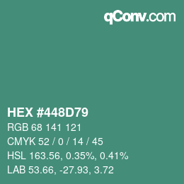 Color code: HEX #448D79 | qconv.com