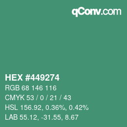颜色代码: HEX #449274 | qconv.com