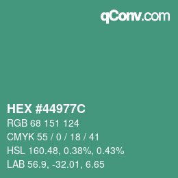 カラーコード: HEX #44977C | qconv.com