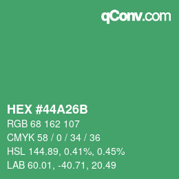Color code: HEX #44A26B | qconv.com