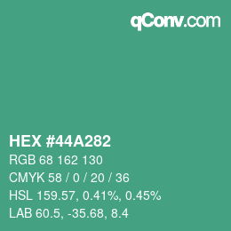 颜色代码: HEX #44A282 | qconv.com