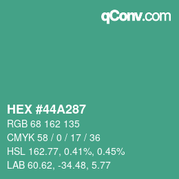 颜色代码: HEX #44A287 | qconv.com