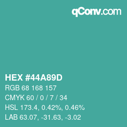 Color code: HEX #44A89D | qconv.com