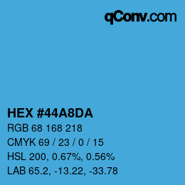 颜色代码: HEX #44A8DA | qconv.com
