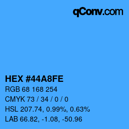 Color code: HEX #44A8FE | qconv.com