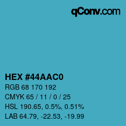 Farbcode: HEX #44AAC0 | qconv.com