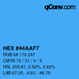 Color code: HEX #44AAF7 | qconv.com