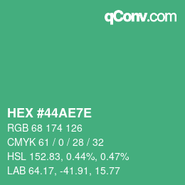Color code: HEX #44AE7E | qconv.com