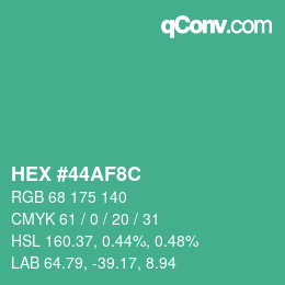 Color code: HEX #44AF8C | qconv.com