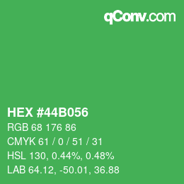 カラーコード: HEX #44B056 | qconv.com