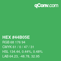 Color code: HEX #44B05E | qconv.com